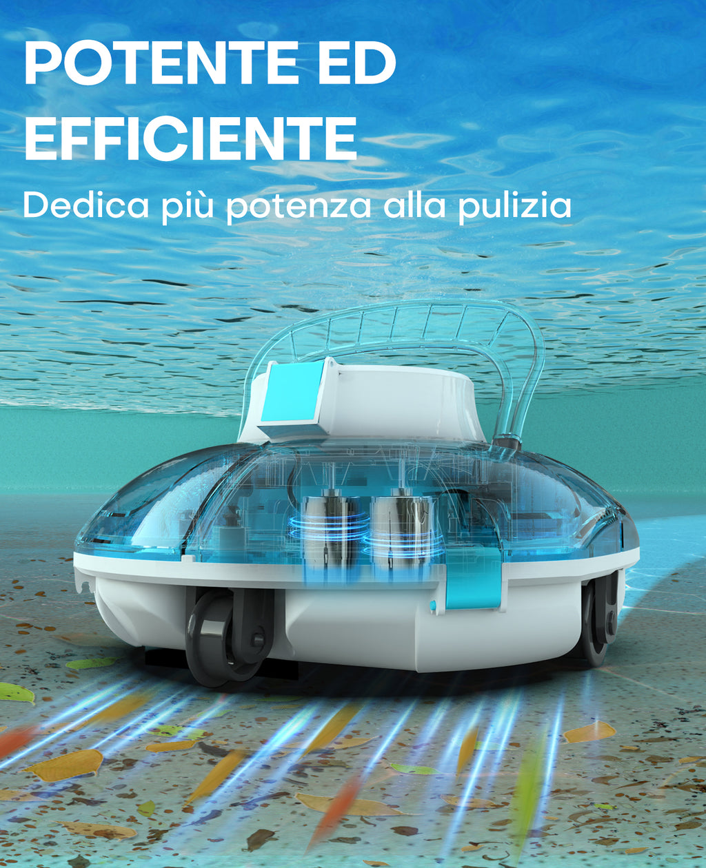 WINNY POOL CLEANER Winny 200 Robot Piscina, Piscina Senza Fili con Batteria, Autonomia 75 Min per Piscine Fuori Terra 60 m², Doppia Filtrazione, Parcheggio Automatico(Nero-Blu)