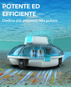 WINNY POOL CLEANER Winny 200 Robot Piscina, Piscina Senza Fili con Batteria, Autonomia 75 Min per Piscine Fuori Terra 60 m², Doppia Filtrazione, Parcheggio Automatico(Nero-Blu)