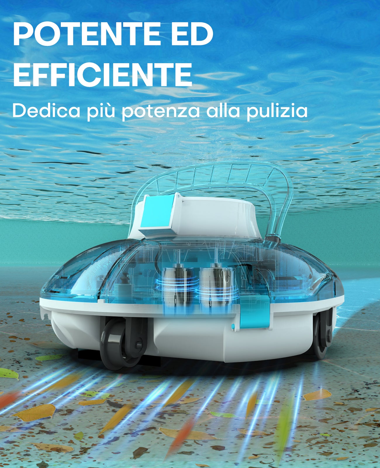 WINNY POOL CLEANER Winny 200 Robot Piscina, Piscina Senza Fili con Batteria, Autonomia 75 Min per Piscine Fuori Terra 60 m², Doppia Filtrazione, Parcheggio Automatico(Nero-Blu)