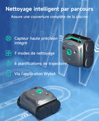 WYBOT C2 Robot Piscine Sans Fil pour Piscines Enterrées 150㎡, Double Filtration, 3 Moteurs, Aspiration Puissante, Nettoyage Parois & Ligne d'Eau, 180 Min, App(Gris-Vert Vert)