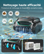 WYBOT C2 Robot Piscine Sans Fil, Double Filtration, 3 Moteurs, Aspiration Puissante, Nettoyage Fond et Parois & Ligne d'Eau, 180 Min, pour Piscines Enterrées 150㎡, App(Vert noir foncé-Gris)