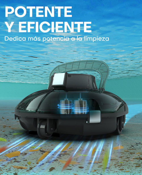 WINNY POOL CLEANER Winny 200 Limpiafondos Piscina, Inalámbrico Robot Limpiafondos Piscina, 75Min Autonomía, Piscinas Desmontables 60m², Doble Filtración,Estacionamiento Auto(Transparente Verde Blanco)（副本）