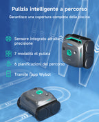 WYBOT C2 Robot Piscine Pareti e Fondo, Senza Fili per Piscine Interrate 150㎡, Doppia Filtrazione, 3 Motori, Aspirazione Potente, Pulizia Pareti & Linea d'Acqua, 180 Min, App(Grigio-Verde Verde)