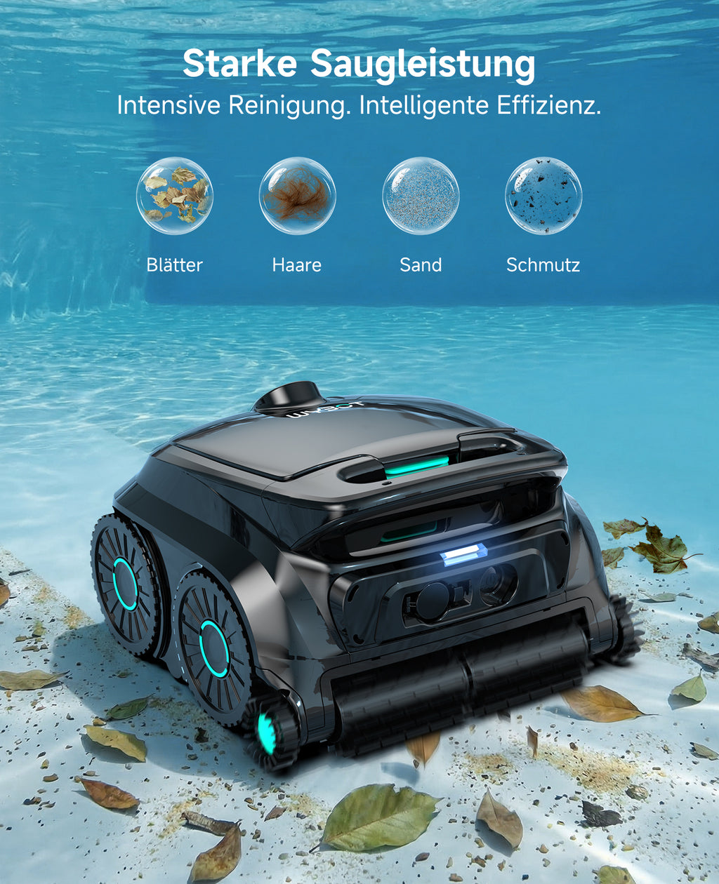 WYBOT OS600 Poolroboter Akku Für Wand Und Boden, Kabelloser Poolroboter Mit 120 Min Laufzeit, Intelligente Navigation, Auto-Park Für Inground- Und Aufstellpools,Schwarzgrün