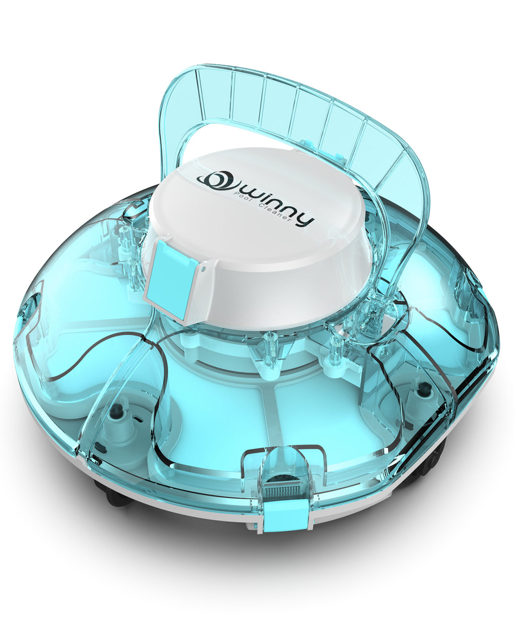 WINNY POOL CLEANER Winny 200 Poolroboter, Poolsauger kabellos mit Akku, 75 Min. Laufzeit, für Aufstellpools bis 60 m², Doppelfiltration, Automatisches Parken, Kompakt Leicht (Halbtransparentblau)