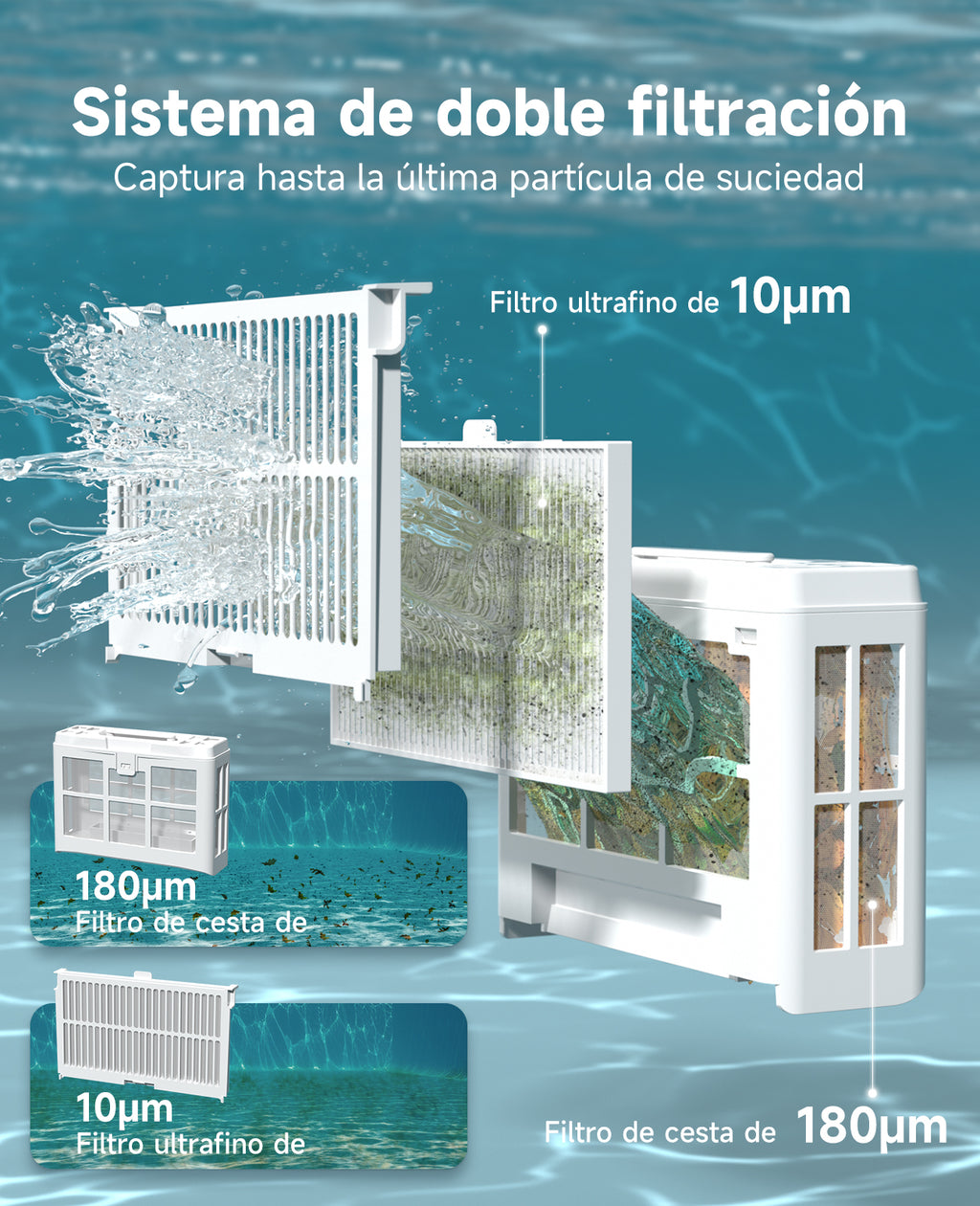 WYBOT C2 Limpiafondos Piscina Robot Inalámbrico, 3 Motores, Doble Filtración, Limpieza Paredes y Línea de Agua, Autonomía 180 Min, para Piscinas Enterradas Hasta 150㎡, App(Verde negro oscuro-Gris)
