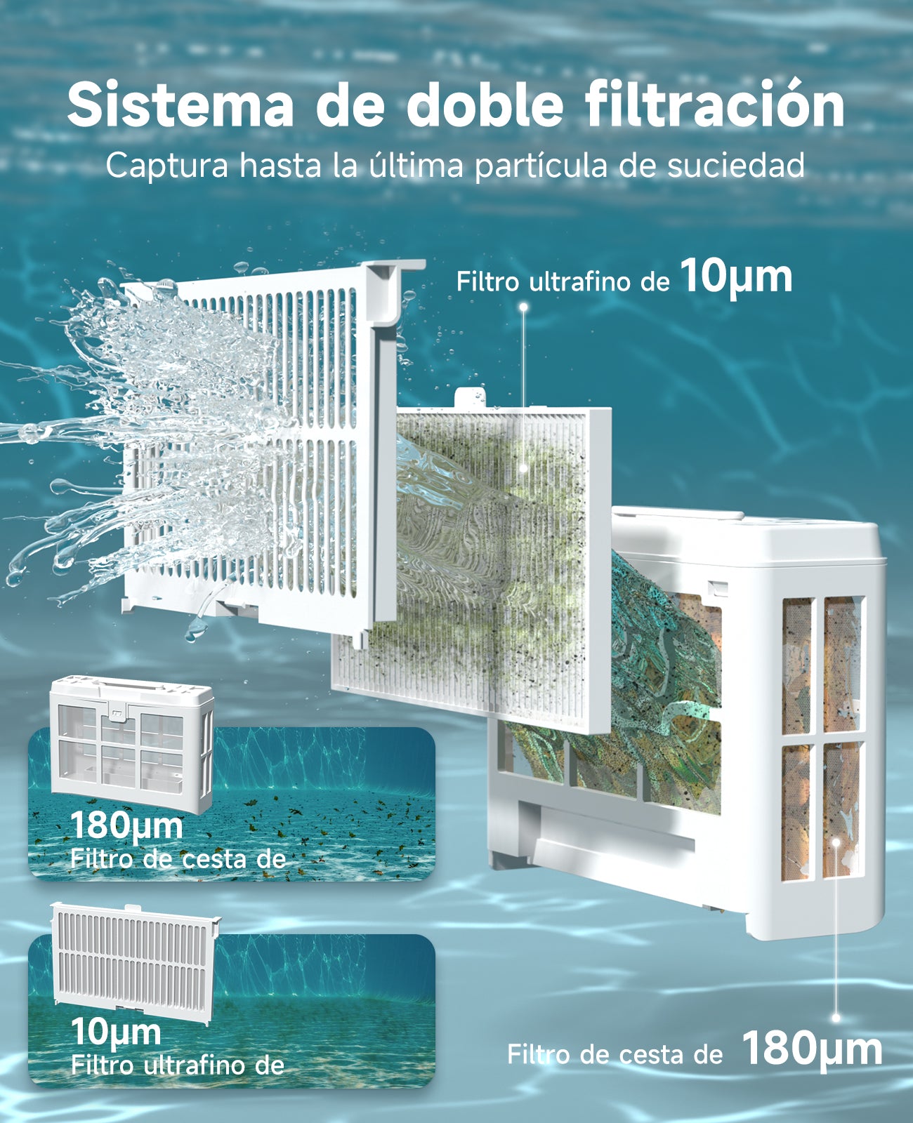 WYBOT C2 Limpiafondos Piscina Robot Inalámbrico, 3 Motores, Doble Filtración, Limpieza Paredes y Línea de Agua, Autonomía 180 Min, para Piscinas Enterradas Hasta 150㎡, App(Verde negro oscuro-Verde)