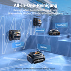 Winny C1 Poolroboter Akku Wand und Boden-Keine Kabel, Reinigt Boden & Wände, 150 min, Selbstparkend, App-Control, 150㎡ Reichweite, für ERD- & Aufstellpools, Schwarzorange
