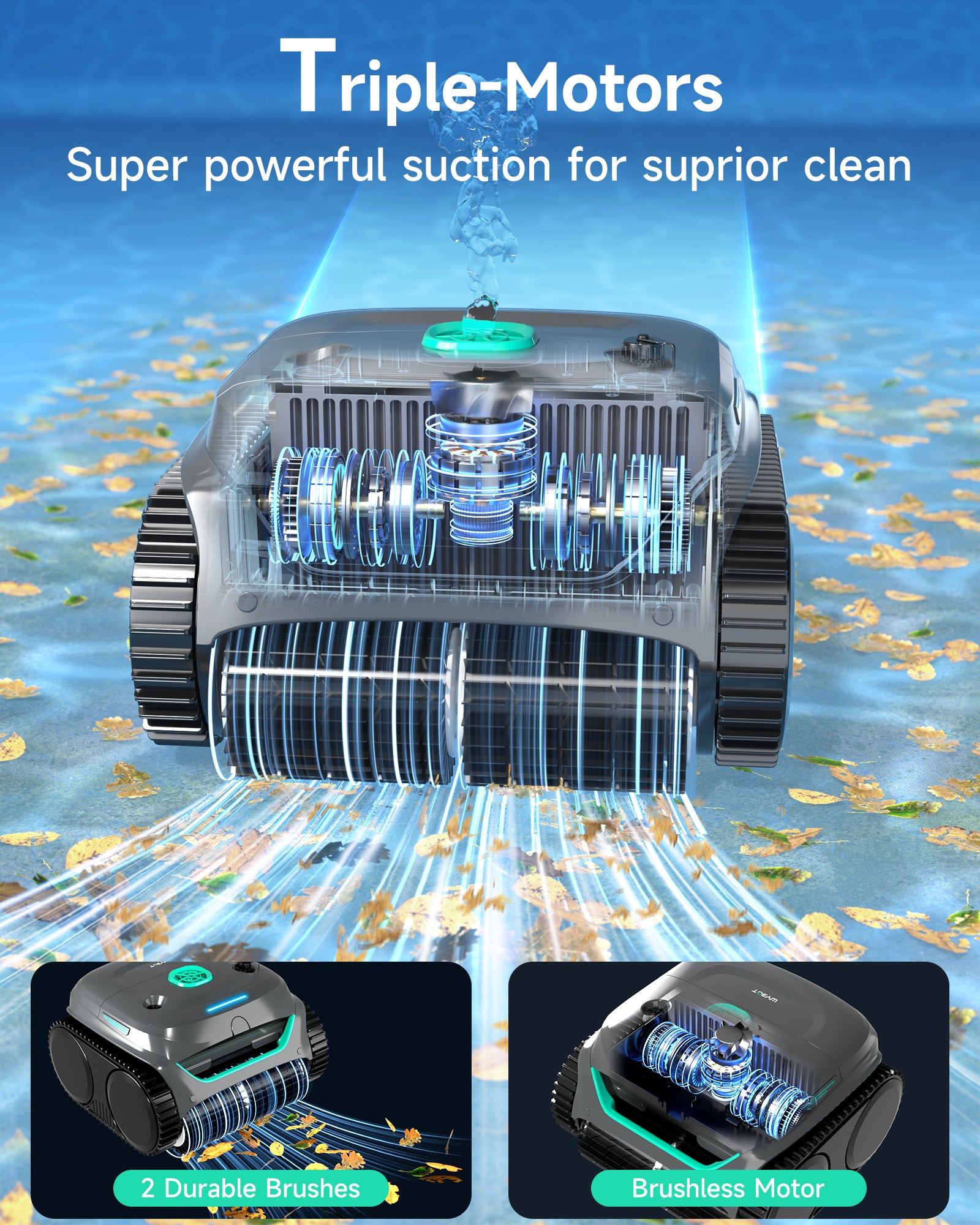 (2026 Upgrade) WYBOT C2 Cordless Robotic Pool Cleaner Grey& Green