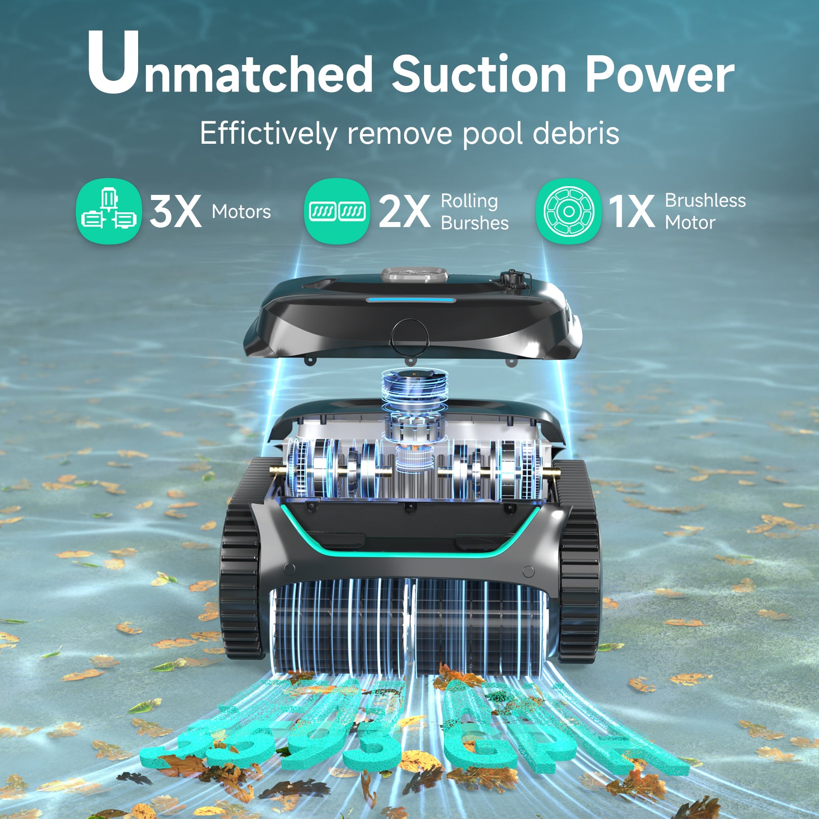 (2026 Upgraded) WYBOT C2 Cordless Pool Vacuum Robot, Dual Filtration, Wall Climbing & Waterline Cleaning, App Scheduling, Pool Cleaner for Inground/Above Ground -2152 Sq.ft, DeepBlack