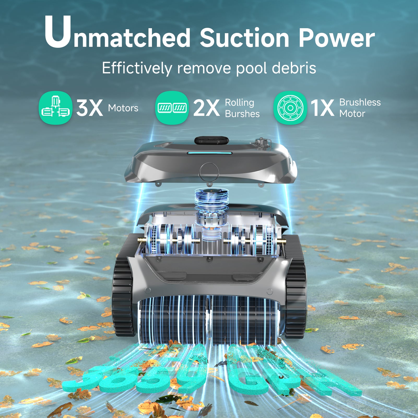 (2026 Upgraded) WYBOT C2 Cordless Pool Vacuum Robot, Dual Filtration, Wall Climbing & Waterline Cleaning, App Scheduling, Pool Cleaner for Inground/Above Ground -2152 Sq.ft, Silver-Grey