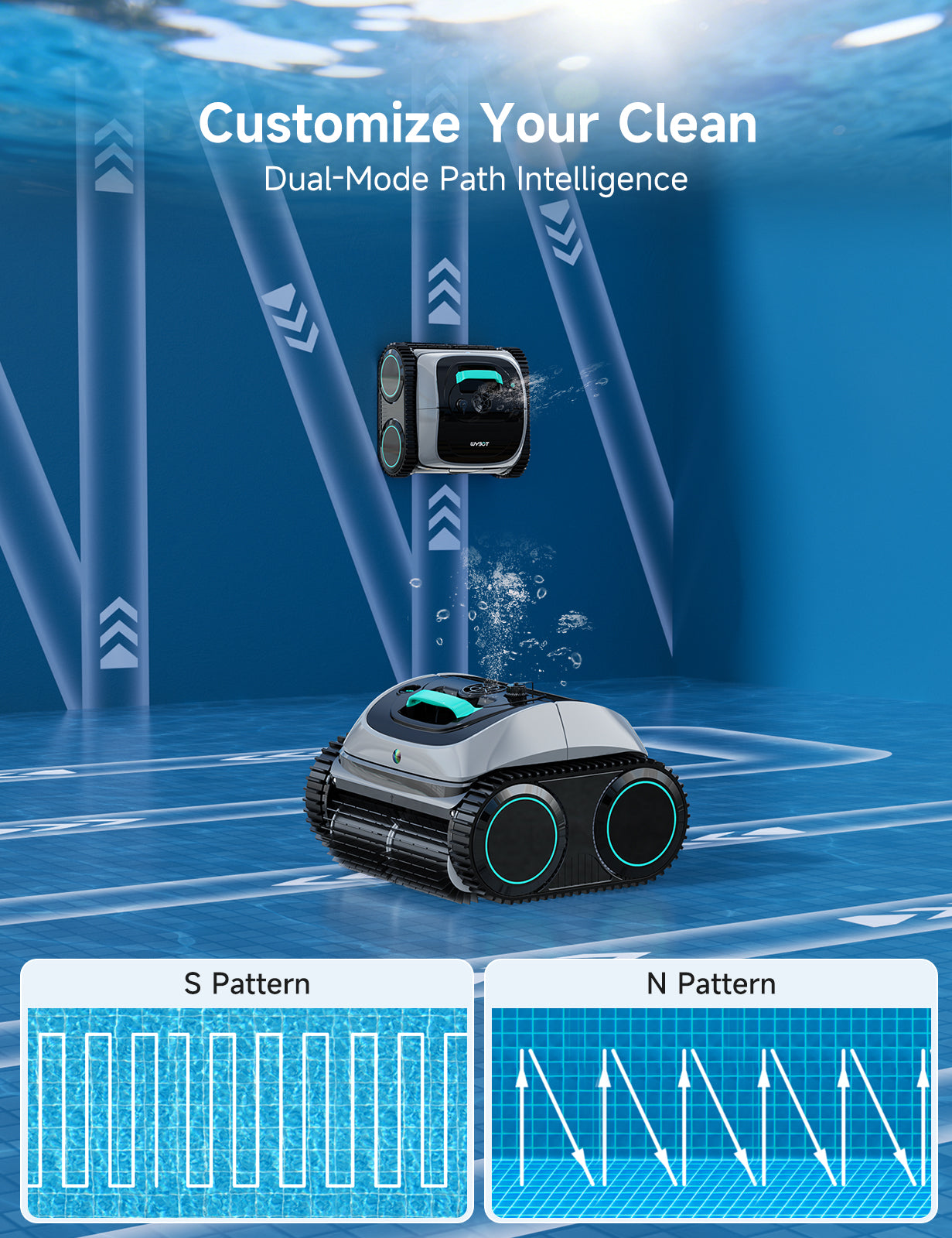 (2026 Upgrade) WYBOT C1 PLUS Cordless Robotic Pool Cleaner, 4-in-1 Pool Vacuum for Inground Pools & Above Ground Pool Up to 150 Mins Runtime, 1.2X Power Suction with Smart Navigation & APP Control, Lake Green