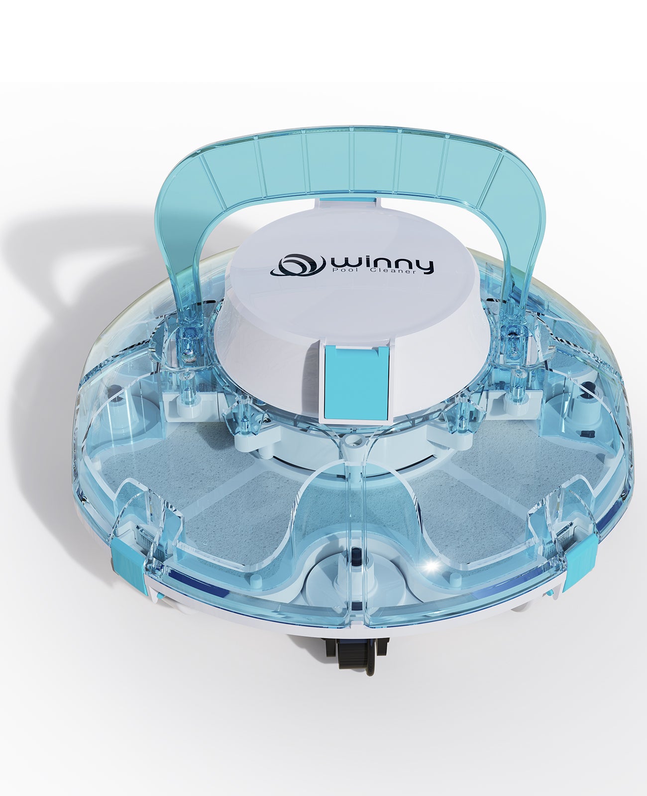 WINNY POOL CLEANER Winny 200 Limpiafondos Piscina, Inalámbrico Robot Limpiafondos Piscina, 75Min Autonomía, Piscinas Desmontables 60m², Doble Filtración,Estacionamiento Auto(Transparente Azul)