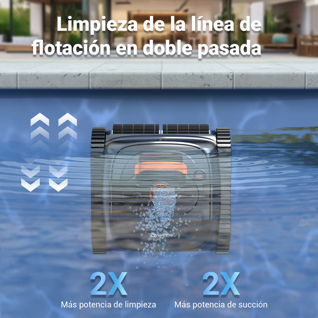 WINNY C1 Robot Piscina y Limpiafondos Piscina-Sin Cables, 150 min de Autonomía, Limpia Paredes y Fondo, Navegación Inteligente, Auto-aparcamiento, para Piscinas Enterradas y Sobre Suelo, Naranja Negro