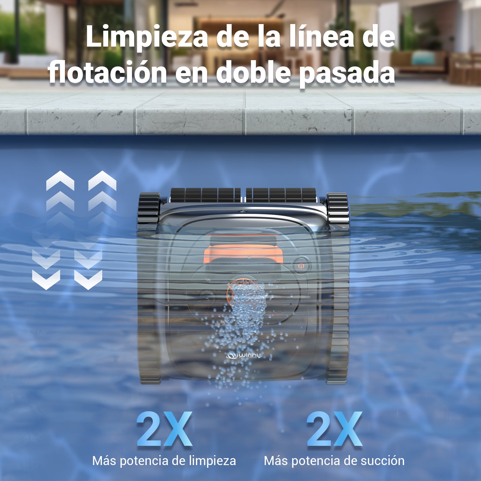 WINNY C1 Robot Piscina y Limpiafondos Piscina-Sin Cables, 150 min de Autonomía, Limpia Paredes y Fondo, Navegación Inteligente, Auto-aparcamiento, para Piscinas Enterradas y Sobre Suelo, Naranja Negro