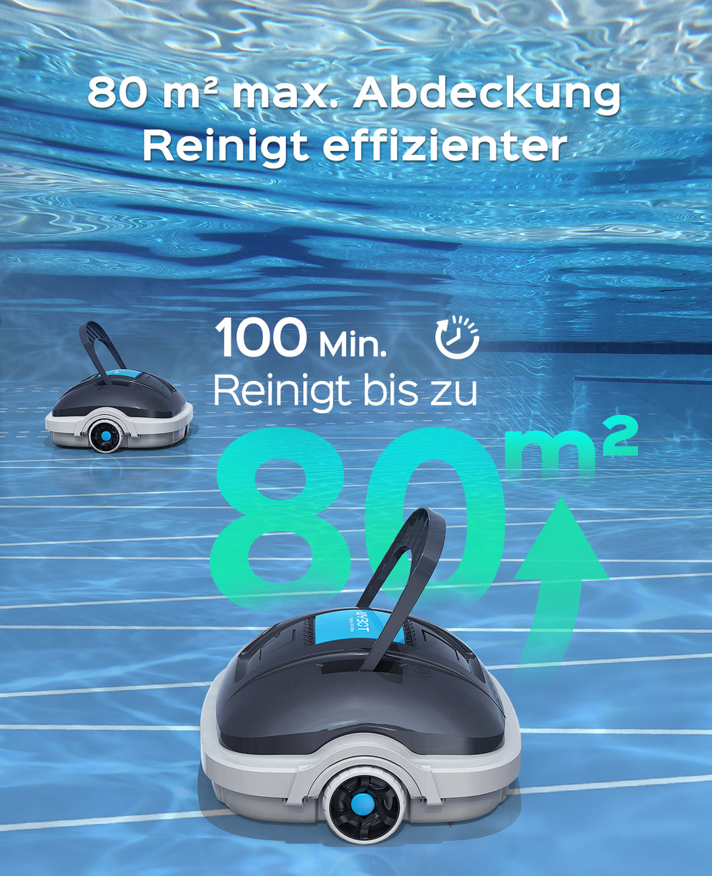 WYBOT Osprey 200 MAX Poolroboter Akku Kabellos Poolsauger Roboter,Poolreiniger 100 Mins Automatische Parken mit Dual-Antriebsmotoren für Flachem Boden Aufstellpools bis 80 m²(Dunkelgrau)