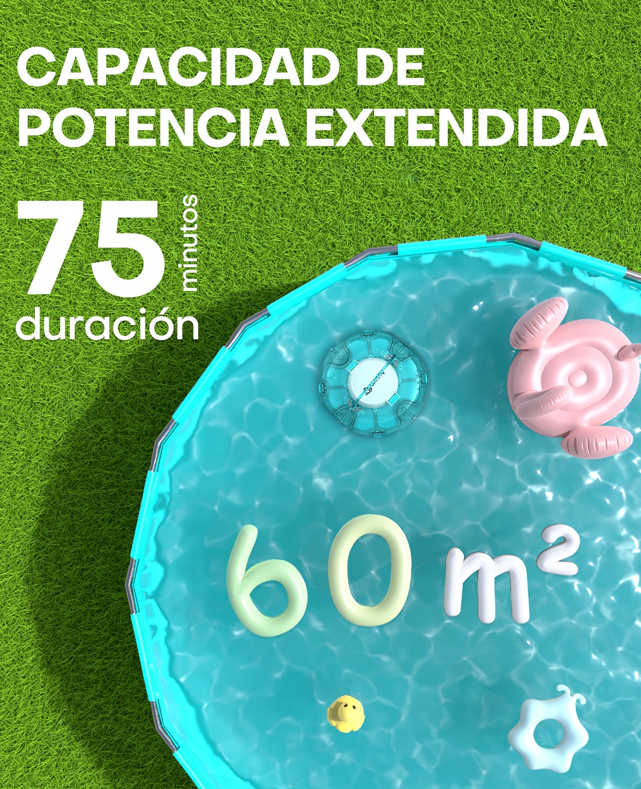 WINNY POOL CLEANER Winny 200 Limpiafondos Piscina, Inalámbrico Robot Limpiafondos Piscina, 75Min Autonomía, Piscinas Desmontables 60m², Doble Filtración,Estacionamiento Auto(Negro-Azul)