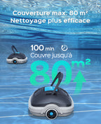 WYBOT Osprey 200 Max Robot Piscine,Aspirateur Piscine sans Fil,Moteurs Doubles Nettoyeur de Piscine,Autonomie 100 Min,Stationnement Automatique,pour Piscines Hors Sol 80m²(Gris foncé)