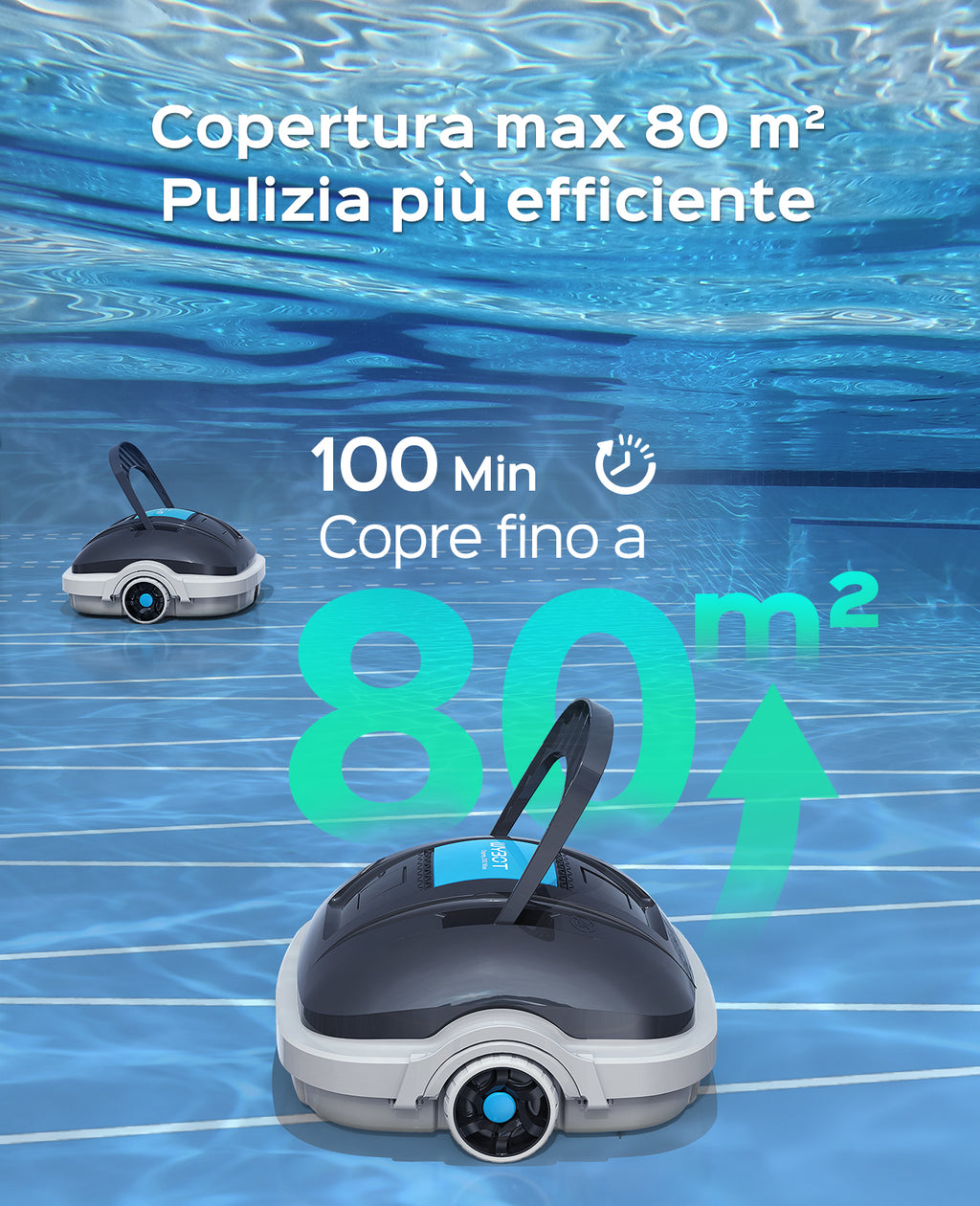 WYBOT Osprey 200 Max Robot Piscina Fuori Terra,Robot Pulitore Piscina Senza Fili,Parcheggio Automatico,Autonomia 100 Min,Doppi Motori,Filtrazione da 180 µm,per Piscine Fino a 80 m²(Grigio Scuro)