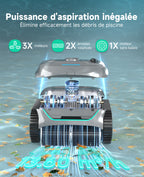 WYBOT C2 Robot Piscine Sans Fil, Double Filtration, 3 Moteurs, Aspiration Puissante, Nettoyage Fond et Parois & Ligne d'Eau, 180 Min, pour Piscines Enterrées 150㎡, App(Vert gris foncé-Gris)