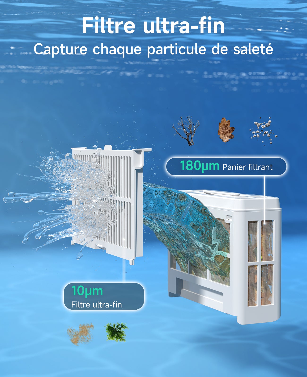 WYBOT C2 Robot Piscine Sans Fil pour Piscines Enterrées 150㎡, Double Filtration, 3 Moteurs, Aspiration Puissante, Nettoyage Parois & Ligne d'Eau, 180 Min, App(Gris-Vert Vert)