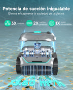 WYBOT C2 Limpiafondos Piscina, Robot Limpiafondos Piscina Inalámbrico 150㎡, Doble Filtración, 3 Motores, Succión Potente, Limpieza Paredes & Línea de Agua, 180 Min, App(Verde gris oscuro-Verde)