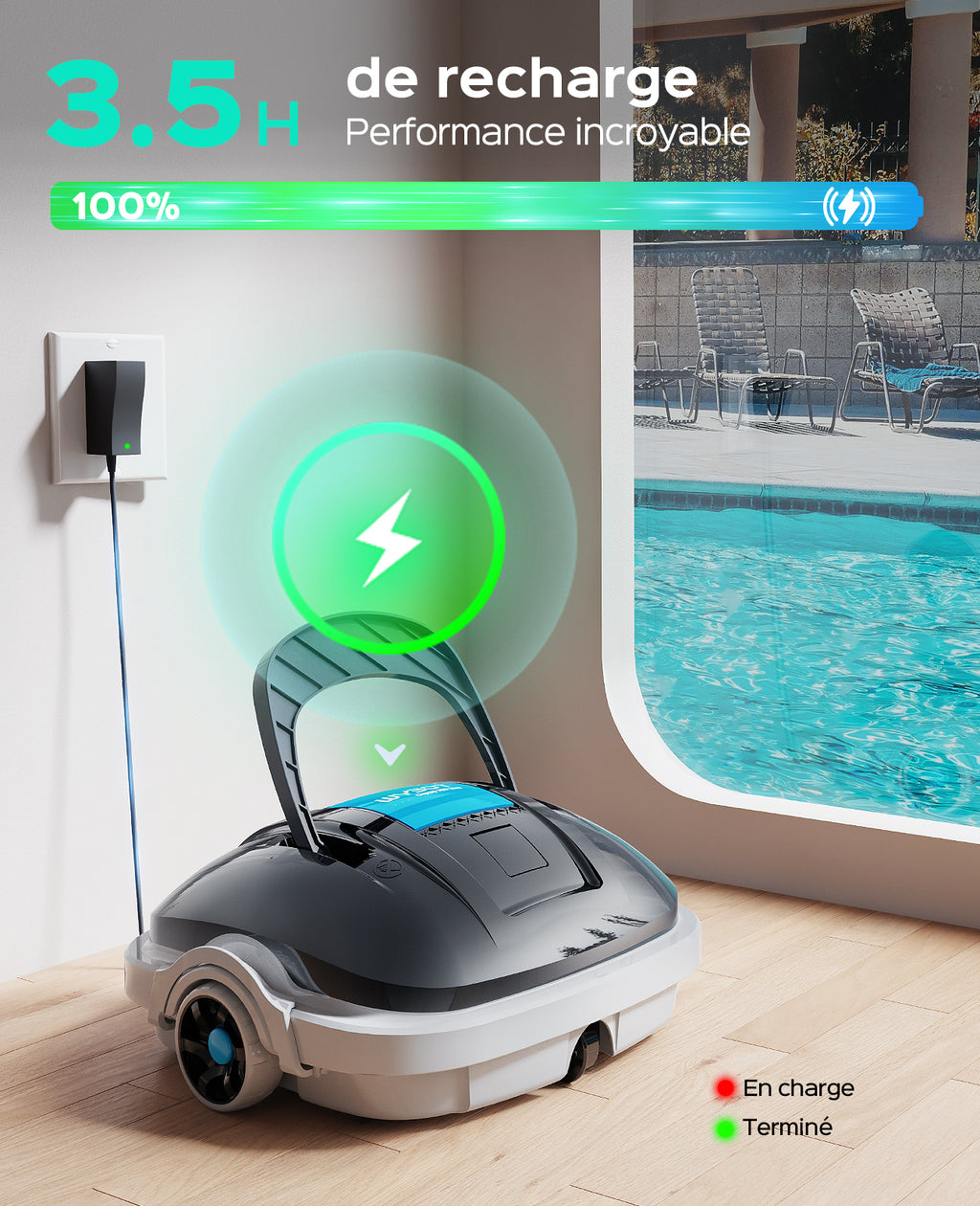 WYBOT Osprey 200 Max Robot Piscine,Aspirateur Piscine sans Fil,Moteurs Doubles Nettoyeur de Piscine,Autonomie 100 Min,Stationnement Automatique,pour Piscines Hors Sol 80m²(Gris foncé)
