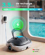 WYBOT Osprey 200 Max Robot Piscine,Aspirateur Piscine sans Fil,Moteurs Doubles Nettoyeur de Piscine,Autonomie 100 Min,Stationnement Automatique,pour Piscines Hors Sol 80m²(Gris foncé)