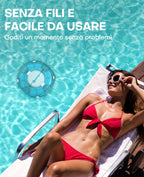 WINNY POOL CLEANER Winny 200 Robot Piscina, Piscina Senza Fili con Batteria, Autonomia 75 Min per Piscine Fuori Terra 60 m², Doppia Filtrazione, Parcheggio Automatico (Trasparente Blu-Bianco)
