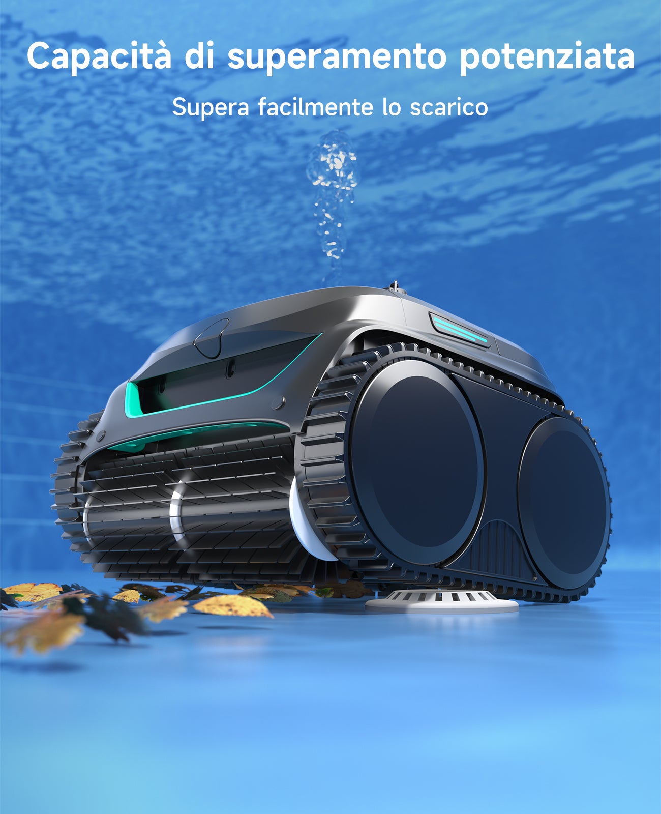 WYBOT C2 Robot Piscine Pareti e Fondo, Senza Fili per Piscine Interrate 150㎡, Doppia Filtrazione, 3 Motori, Aspirazione Potente, Pulizia Pareti & Linea d'Acqua, 180 Min, App(Nero-Verde Verde)