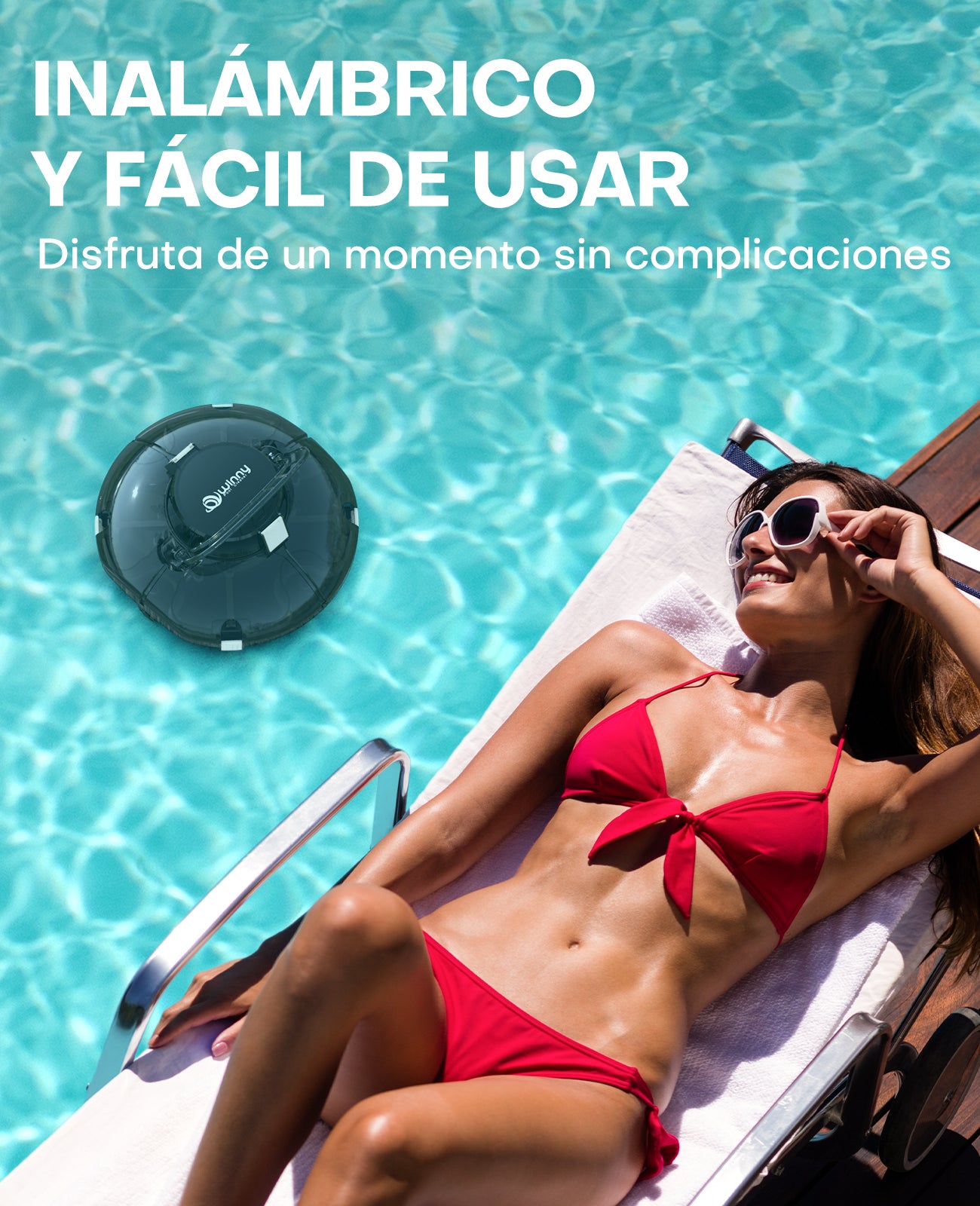 WINNY POOL CLEANER Winny 200 Limpiafondos Piscina, Inalámbrico Robot Limpiafondos Piscina, 75Min Autonomía, Piscinas Desmontables 60m², Doble Filtración,Estacionamiento Auto(Transparente Negro-Blanco)