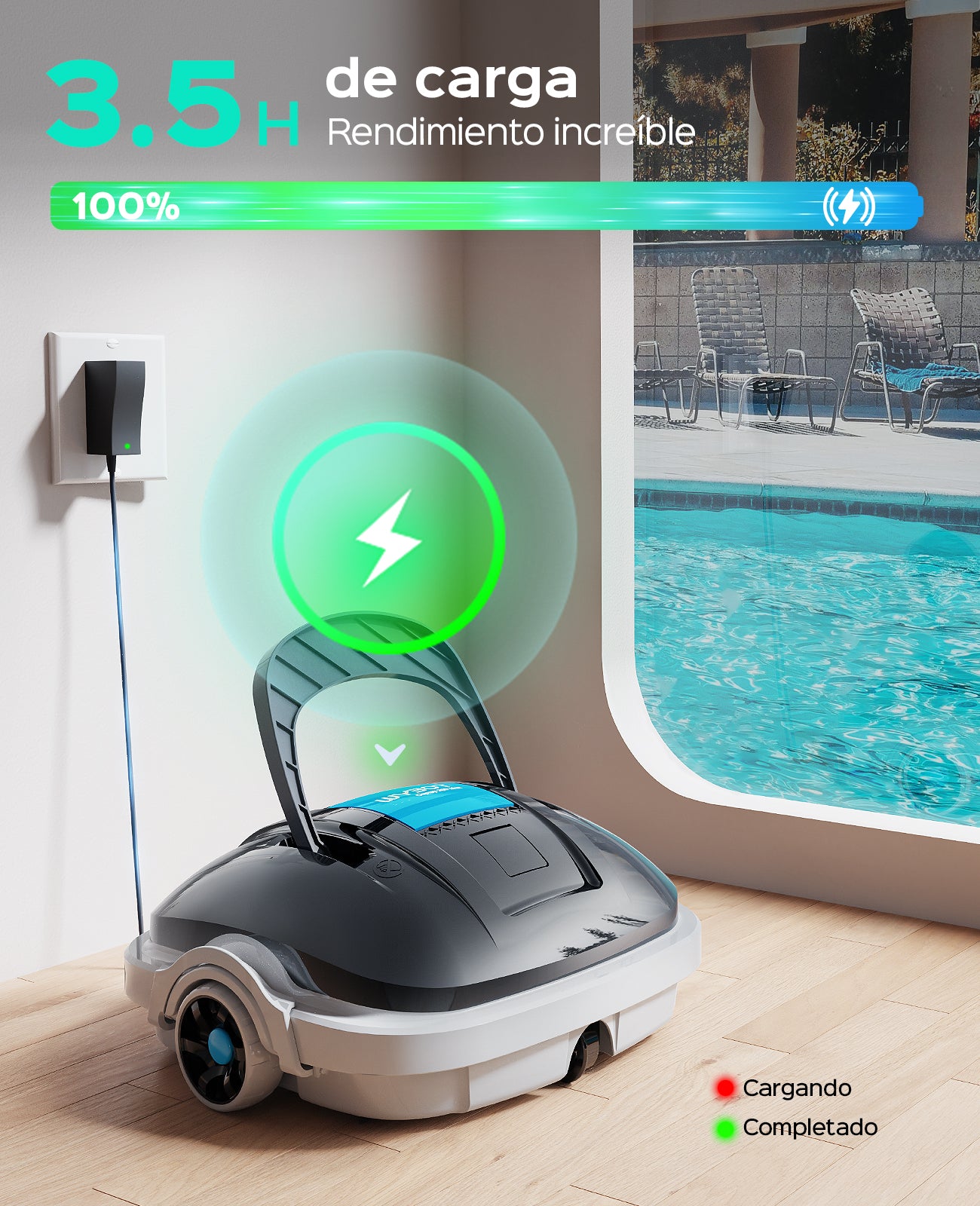 WYBOT Osprey 200 MAX Robot Limpiafondos Piscina Automatico,Motores Duales,Limpiador de Piscina Sin Cable,100 min Autonomía,Estacionamiento Auto,para Piscinas Elevadas 80 m²(Gris Oscuro)
