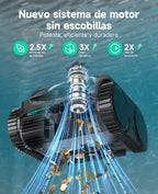 WYBOT C2 Limpiafondos Piscina Robot Inalámbrico, 3 Motores, Doble Filtración, Limpieza Paredes y Línea de Agua, Autonomía 180 Min, para Piscinas Enterradas Hasta 150㎡, App(Verde negro oscuro-Gris)