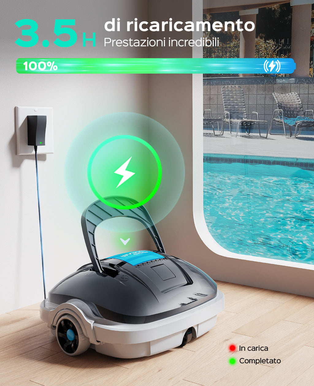 WYBOT Osprey 200 Max Robot Piscina Fuori Terra,Robot Pulitore Piscina Senza Fili,Parcheggio Automatico,Autonomia 100 Min,Doppi Motori,Filtrazione da 180 µm,per Piscine Fino a 80 m²(Grigio Scuro)