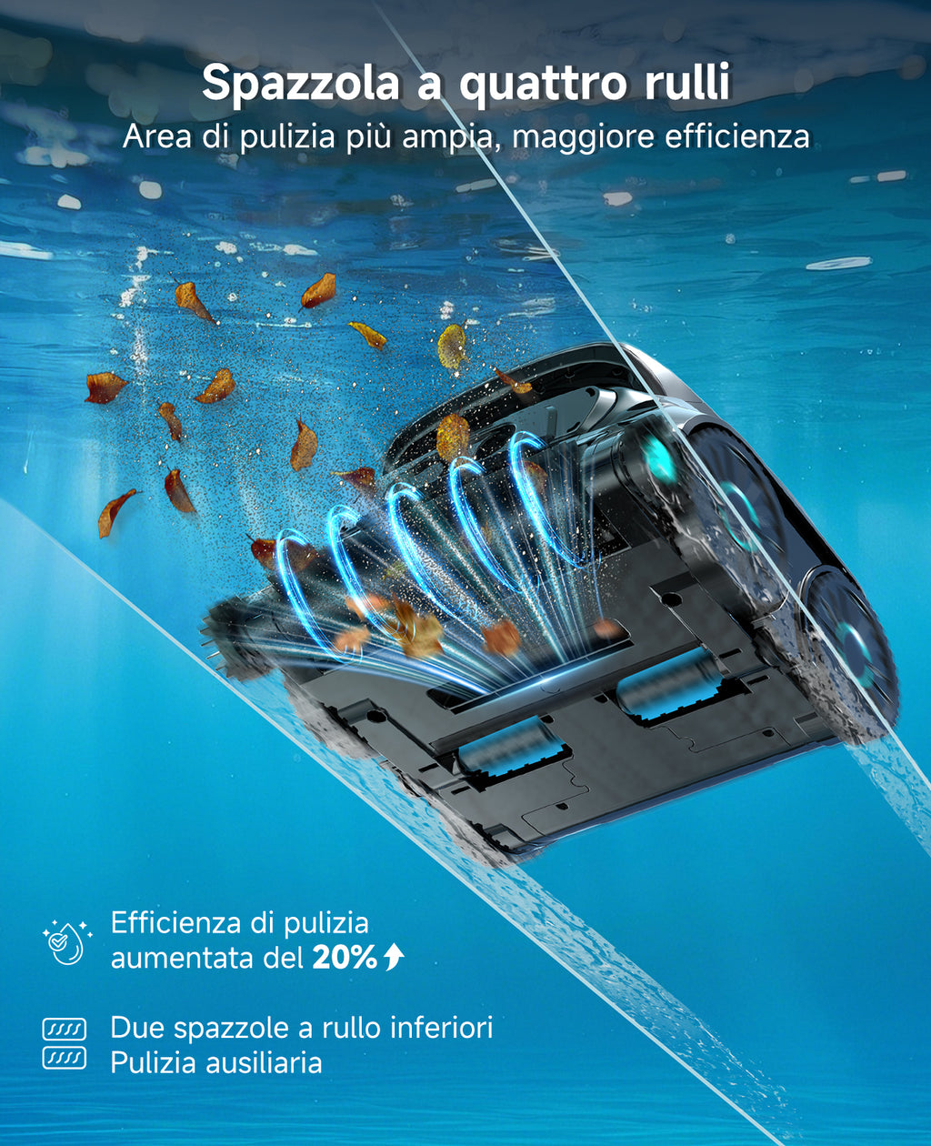 WYBOT OS600 Robot Piscina, Senza Fili, Pulizia Fondo E Pareti, Autonomia 120 Min, Navigazione Intelligente, Parcheggio Automatico, per Piscine Interrate E Fuori Terra, Verde Scuro