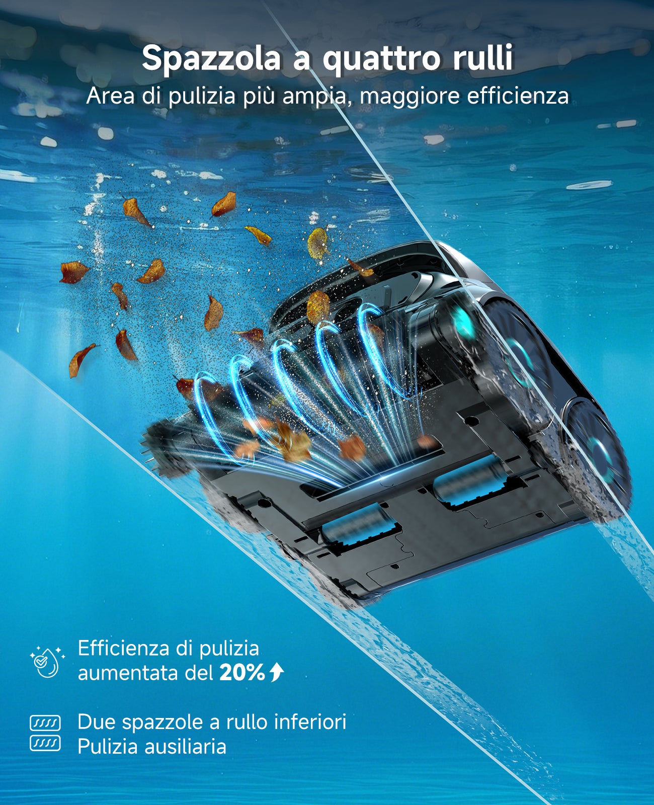 WYBOT OS600 Robot Piscina, Senza Fili, Pulizia Fondo E Pareti, Autonomia 120 Min, Navigazione Intelligente, Parcheggio Automatico, per Piscine Interrate E Fuori Terra, Verde Scuro
