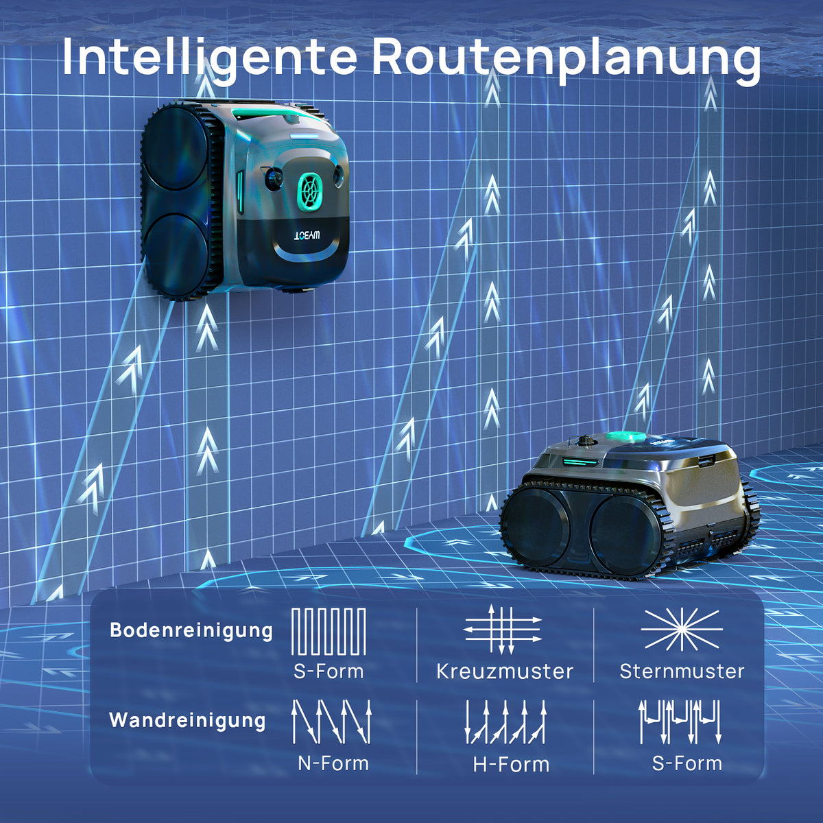 WYBOT C2 Vision Poolroboter mit AI Kamera und Akku 190min, 210m² Kabelloser Poolsauger, Doppelfilter, 8 Reinigungsmodi, Wand und Bode, Wasserlinie, (2026Upgrade)Mondschattengrün