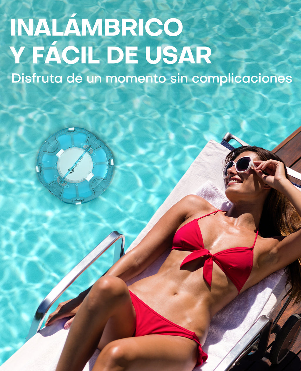 WINNY POOL CLEANER Winny 200 Limpiafondos Piscina, Inalámbrico Robot Limpiafondos Piscina, 75Min Autonomía, Piscinas Desmontables 60m², Doble Filtración,Estacionamiento Auto(Transparente Azul-Blanco)