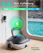 WYBOT Osprey 200 MAX Poolroboter Akku Kabellos Poolsauger Roboter,Poolreiniger 100 Mins Automatische Parken mit Dual-Antriebsmotoren für Flachem Boden Aufstellpools bis 80 m²(Dunkelgrau)