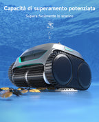 WYBOT C2 Robot Piscine Pareti e Fondo, Senza Fili per Piscine Interrate 150㎡, Doppia Filtrazione, 3 Motori, Aspirazione Potente, Pulizia Pareti & Linea d'Acqua, 180 Min, App(Grigio-Verde Verde)