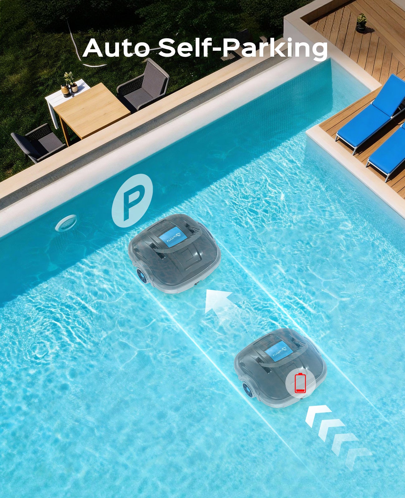 WINNY POOL CLEANER Winny 200 MAX Poolroboter Akku Kabellos Poolsauger Roboter mit 180μm Filtration 100 Min Automatische Parken Poolreiniger für Flachem Boden Aufstellpools bis 80 m²-Dunkelgrau