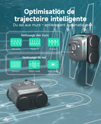 WYBOT C2 Robot Piscine Sans Fil, Double Filtration, 3 Moteurs, Aspiration Puissante, Nettoyage Fond et Parois & Ligne d'Eau, 180 Min, pour Piscines Enterrées 150㎡, App(Vert gris foncé-Gris)