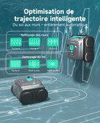 WYBOT C2 Robot Piscine Sans Fil pour Piscines Enterrées 150㎡, Double Filtration, 3 Moteurs, Aspiration Puissante, Nettoyage Parois & Ligne d'Eau, 180 Min, App(Vert gris foncé-Vert)