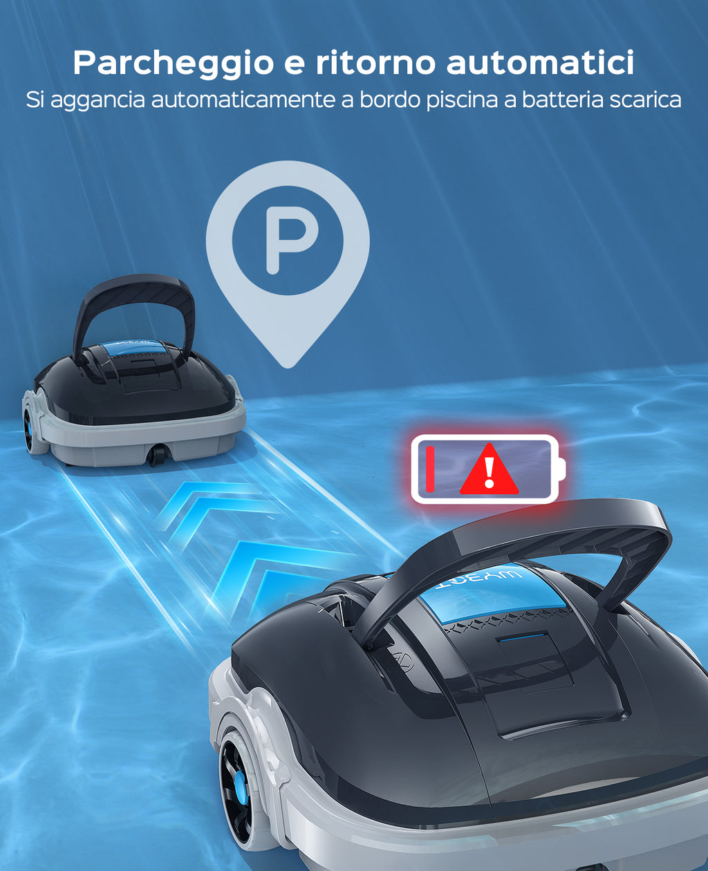 WYBOT Osprey 200 Max Robot Piscina Fuori Terra,Robot Pulitore Piscina Senza Fili,Parcheggio Automatico,Autonomia 100 Min,Doppi Motori,Filtrazione da 180 µm,per Piscine Fino a 80 m²(Grigio Scuro)