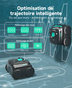 WYBOT C2 Robot Piscine Sans Fil, Double Filtration, 3 Moteurs, Aspiration Puissante, Nettoyage Fond et Parois & Ligne d'Eau, 180 Min, pour Piscines Enterrées 150㎡, App(Vert noir foncé-Vert)