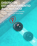 WINNY POOL CLEANER Winny 200 Limpiafondos Piscina, Inalámbrico Robot Limpiafondos Piscina, 75Min Autonomía, Piscinas Desmontables 60m², Doble Filtración,Estacionamiento Auto(Transparente Negro-Blanco)
