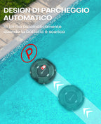 WINNY POOL CLEANER Winny 200 Robot Piscina, Piscina Senza Fili con Batteria, Autonomia 75 Min per Piscine Fuori Terra 60 m², Doppia Filtrazione, Parcheggio Automatico (Trasparente Verde Bianco)
