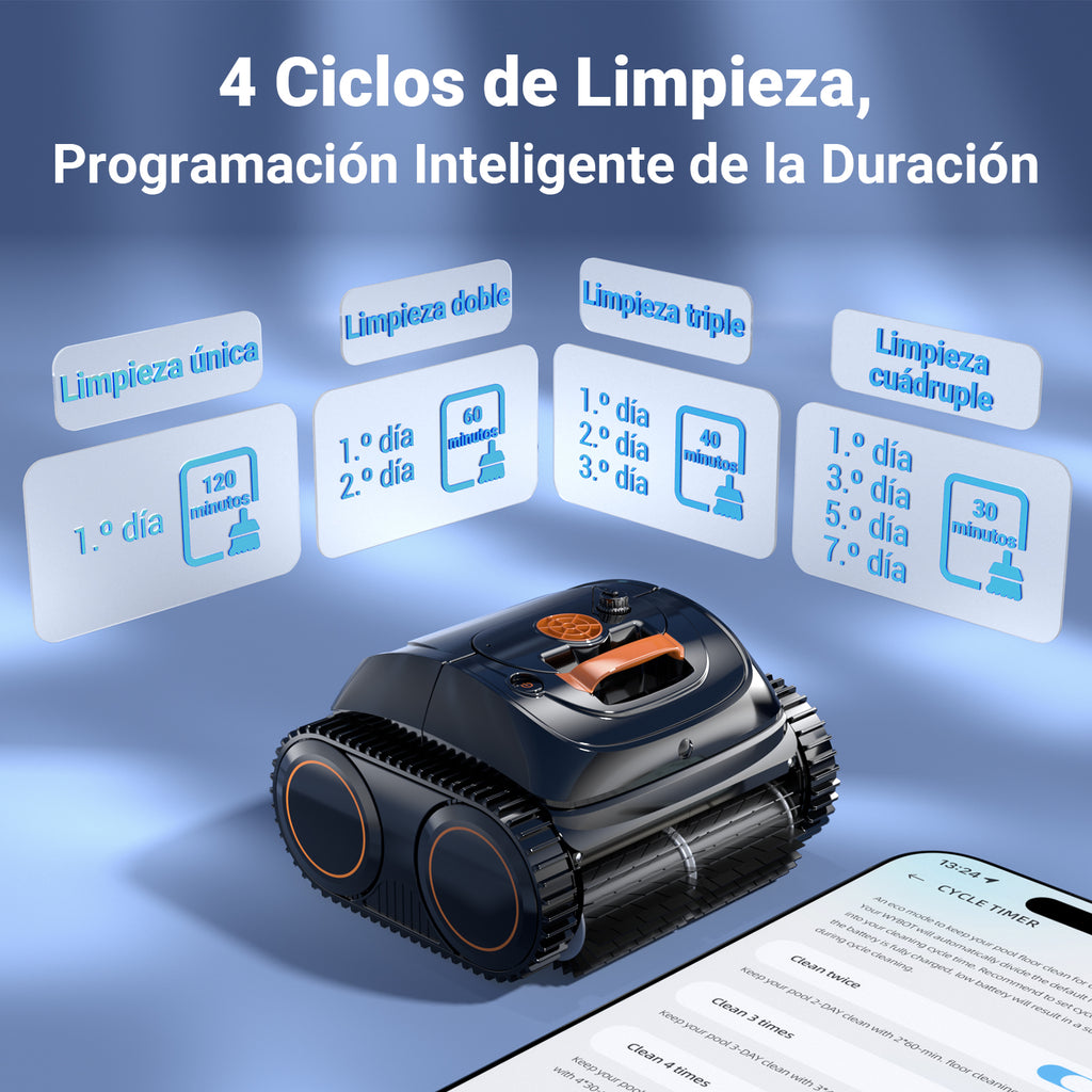 WINNY C1 Robot Piscina y Limpiafondos Piscina-Sin Cables, 150 min de Autonomía, Limpia Paredes y Fondo, Navegación Inteligente, Auto-aparcamiento, para Piscinas Enterradas y Sobre Suelo, Naranja Negro