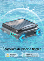 WYBOT F1 Skimmer Piscine Hors Sol Double Énergie (Solaire + Batterie), Nettoie La Surface De L’Eau, Pilotage par App, Fonctionne 24h/24, pour Toutes Piscines – Robot Piscine sans Fil,Vert Olive