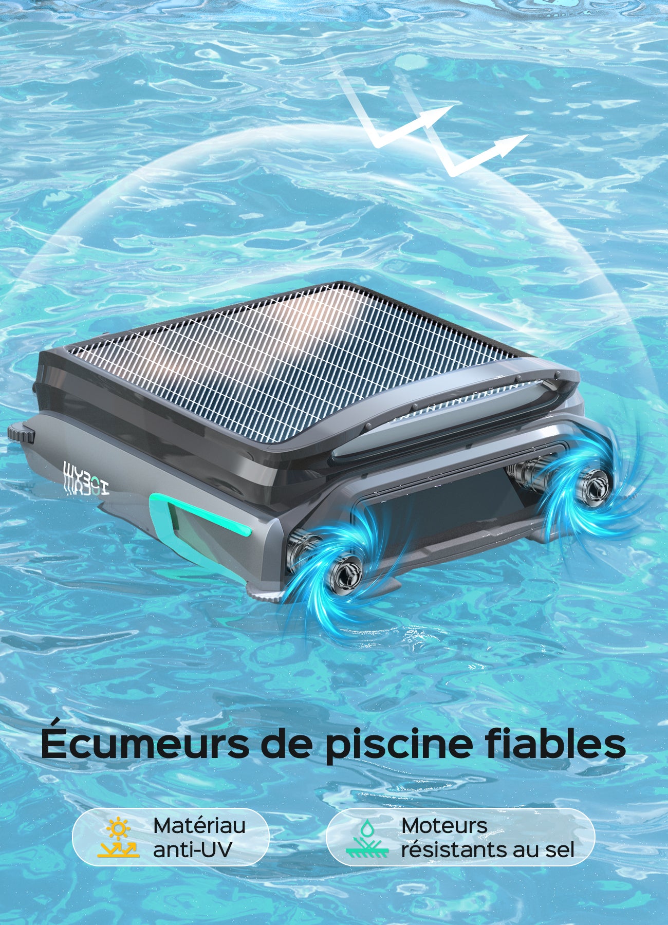 WYBOT F1 Skimmer Piscine Hors Sol Double Énergie (Solaire + Batterie), Nettoie La Surface De L’Eau, Pilotage par App, Fonctionne 24h/24, pour Toutes Piscines – Robot Piscine sans Fil,Vert Olive
